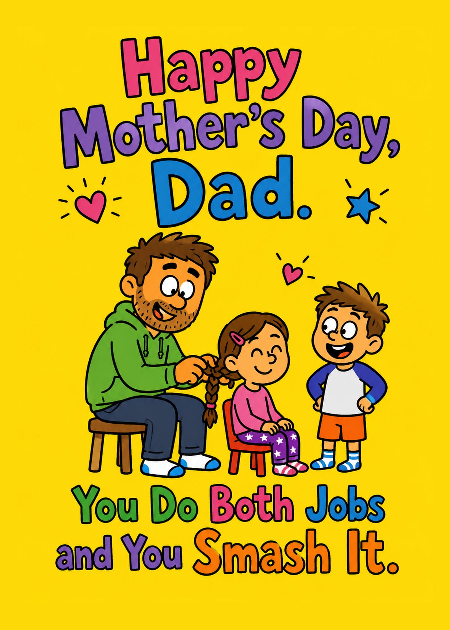 Heartwarming Mother's Day card showing bold celebratory lettering with a star, by Gigglz
